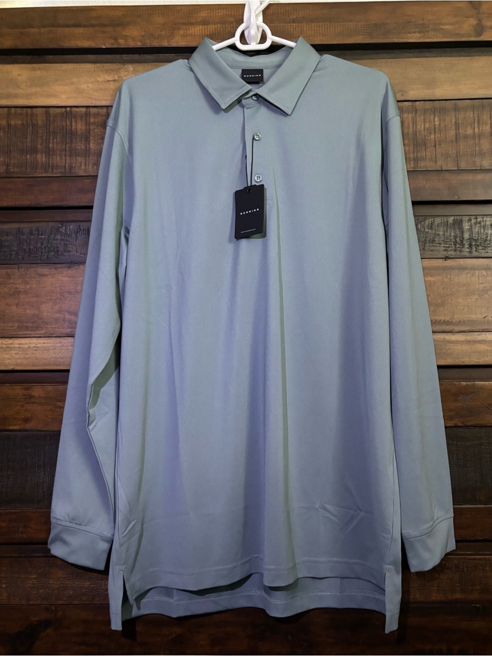 NWT Dunning Men’s Stormy Green Long Sleeve Polo with Cool Max